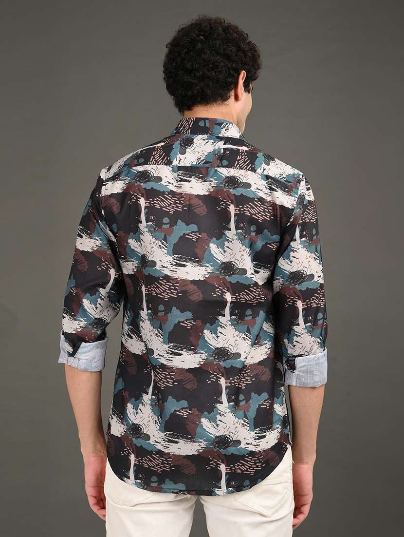 men printed long sleeve regular fit casual shirt - 21982232 -  Standard Image - 3