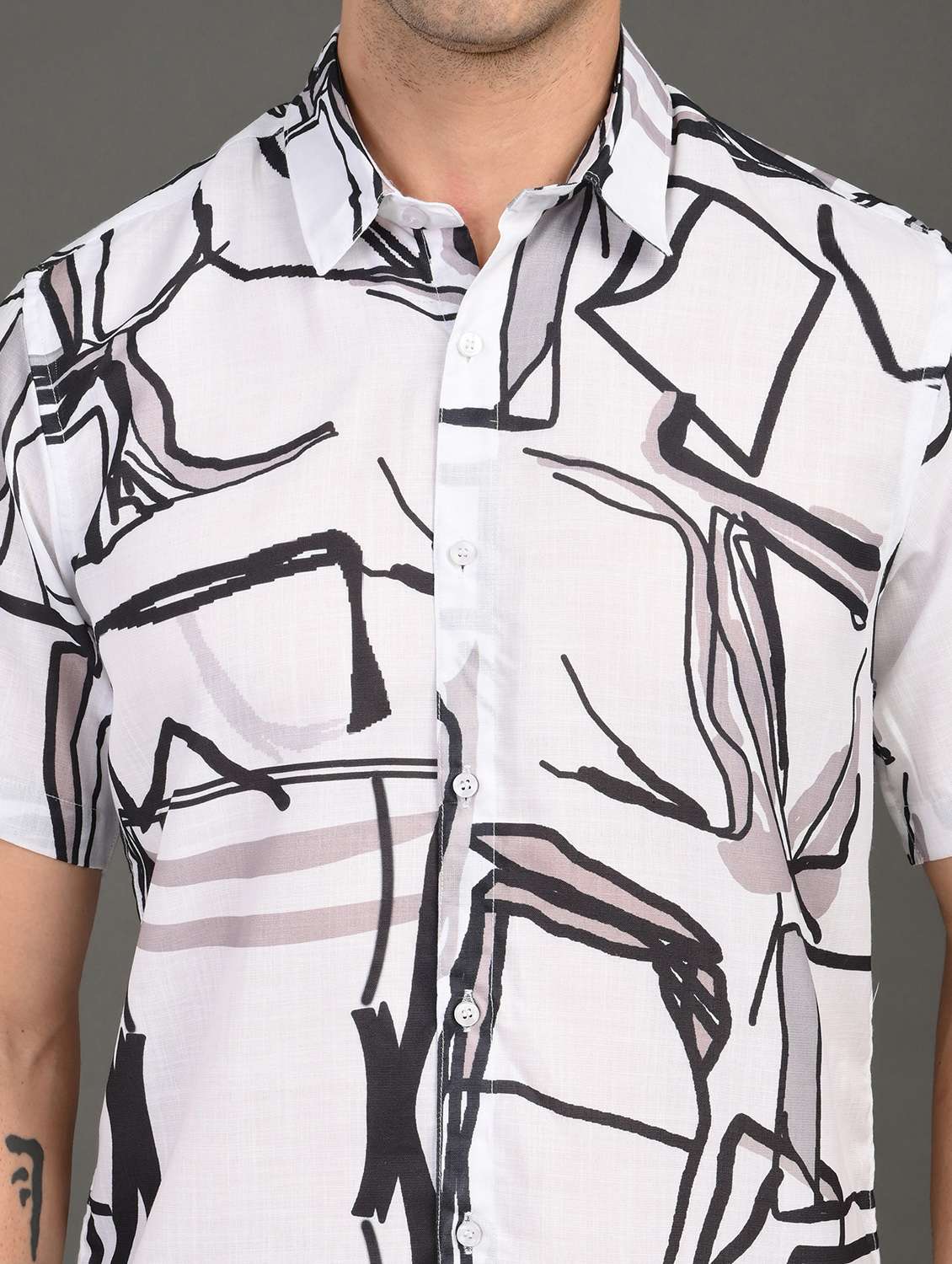 men printed short sleeve regular fit casual shirt - 21982235 -  Standard Image - 5