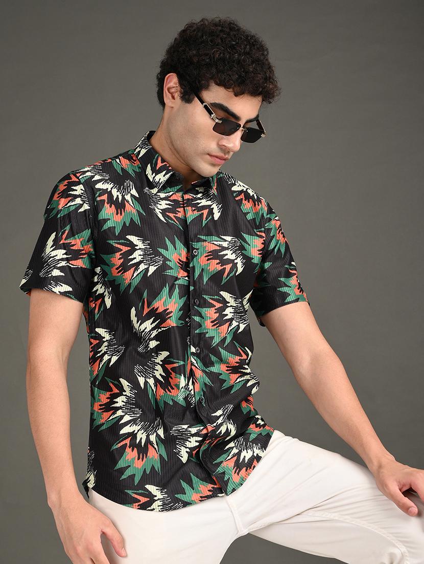 men printed short sleeve regular fit casual shirt - 21982237 - Zoom Image - 0