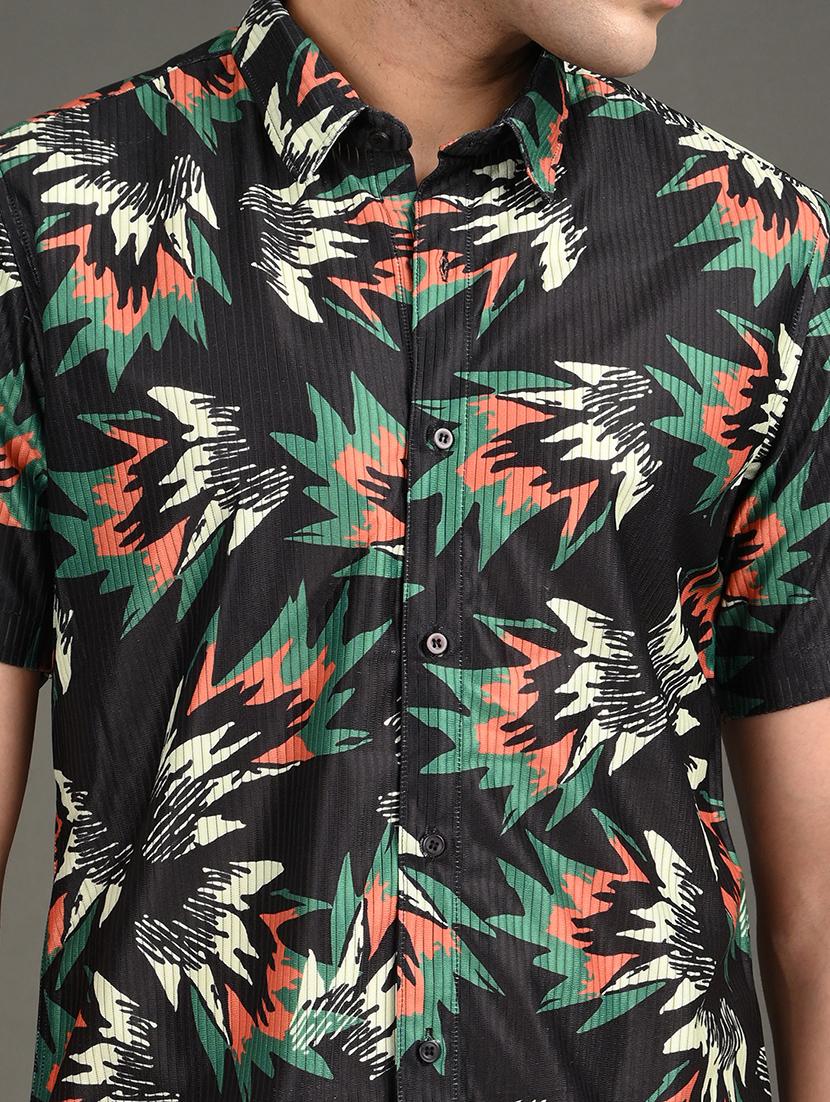 men printed short sleeve regular fit casual shirt - 21982237 - Standard Image - 3