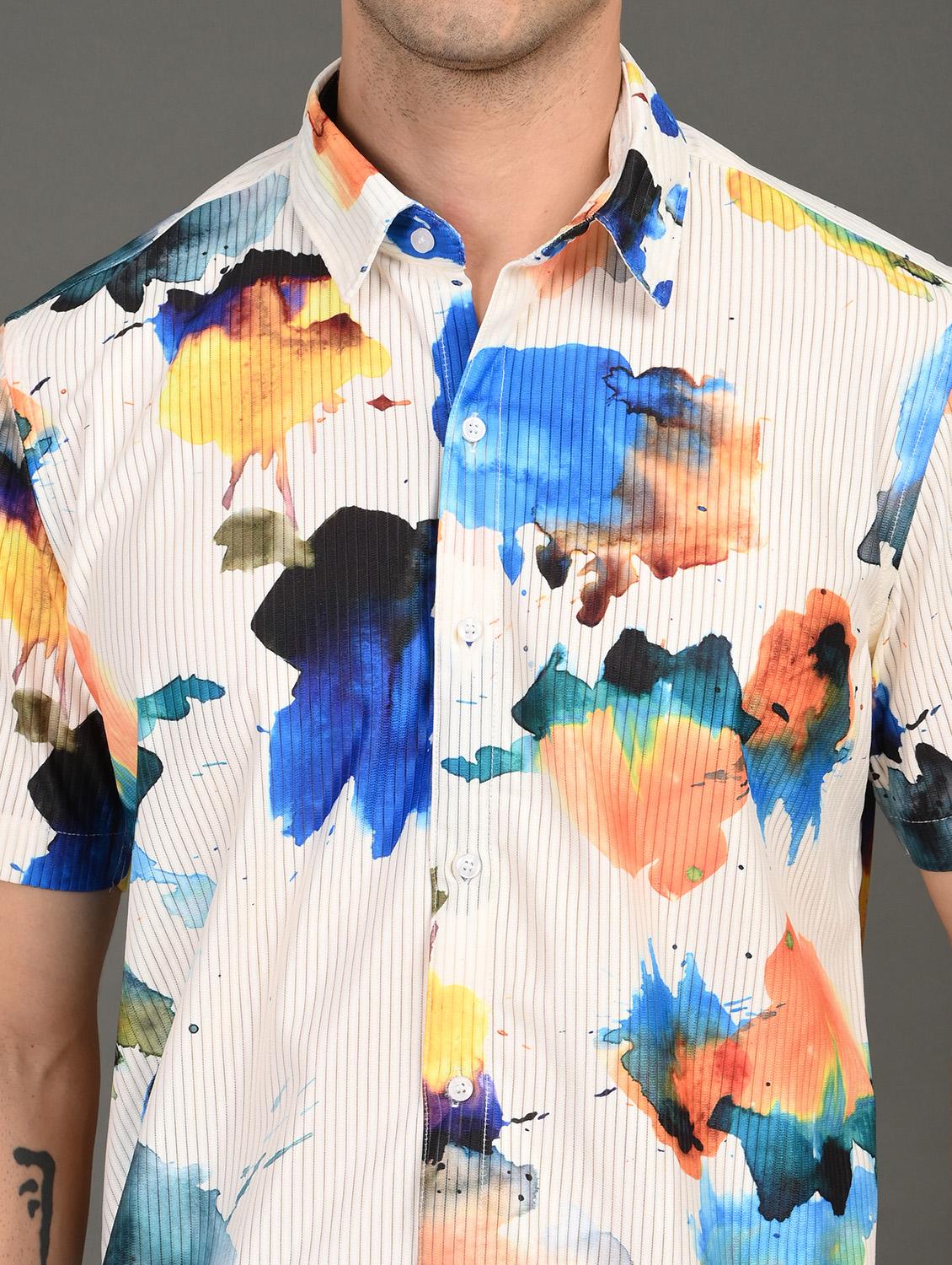 men printed short sleeve regular fit casual shirt - 21982240 - Standard Image - 5