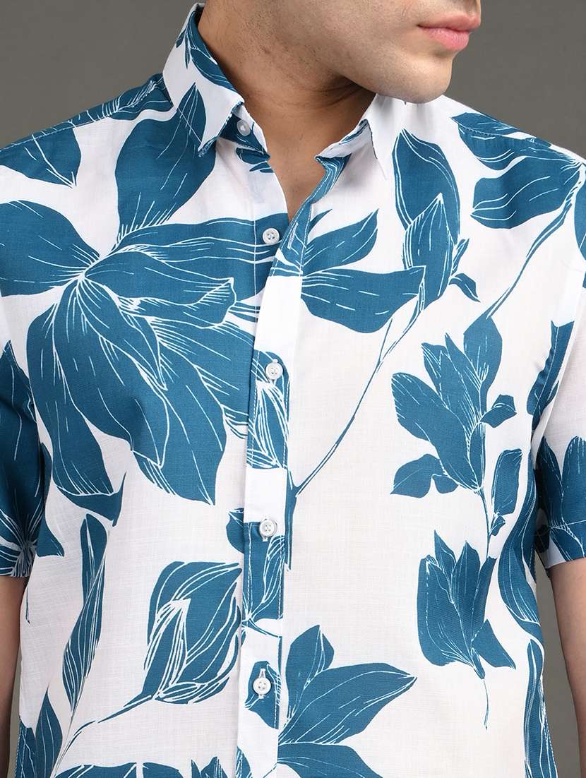 men printed short sleeve regular fit casual shirt - 21982241 -  Standard Image - 3