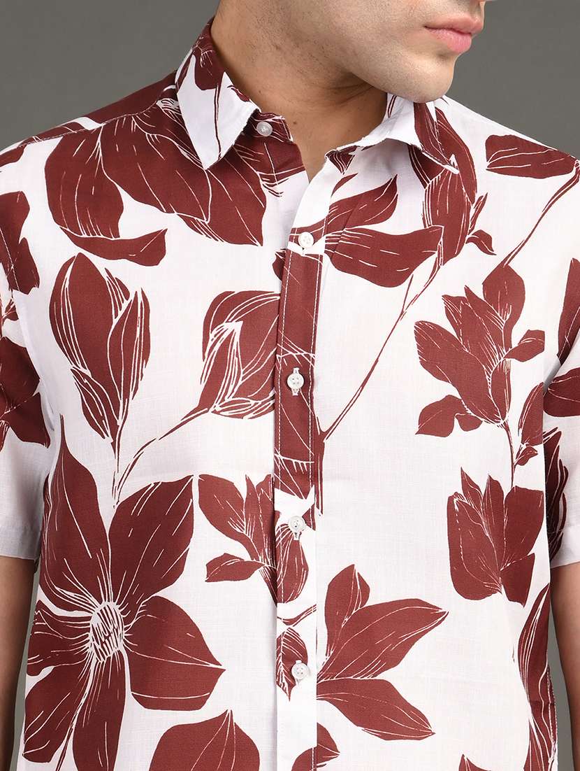 men printed short sleeve regular fit casual shirt - 21982242 -  Standard Image - 3