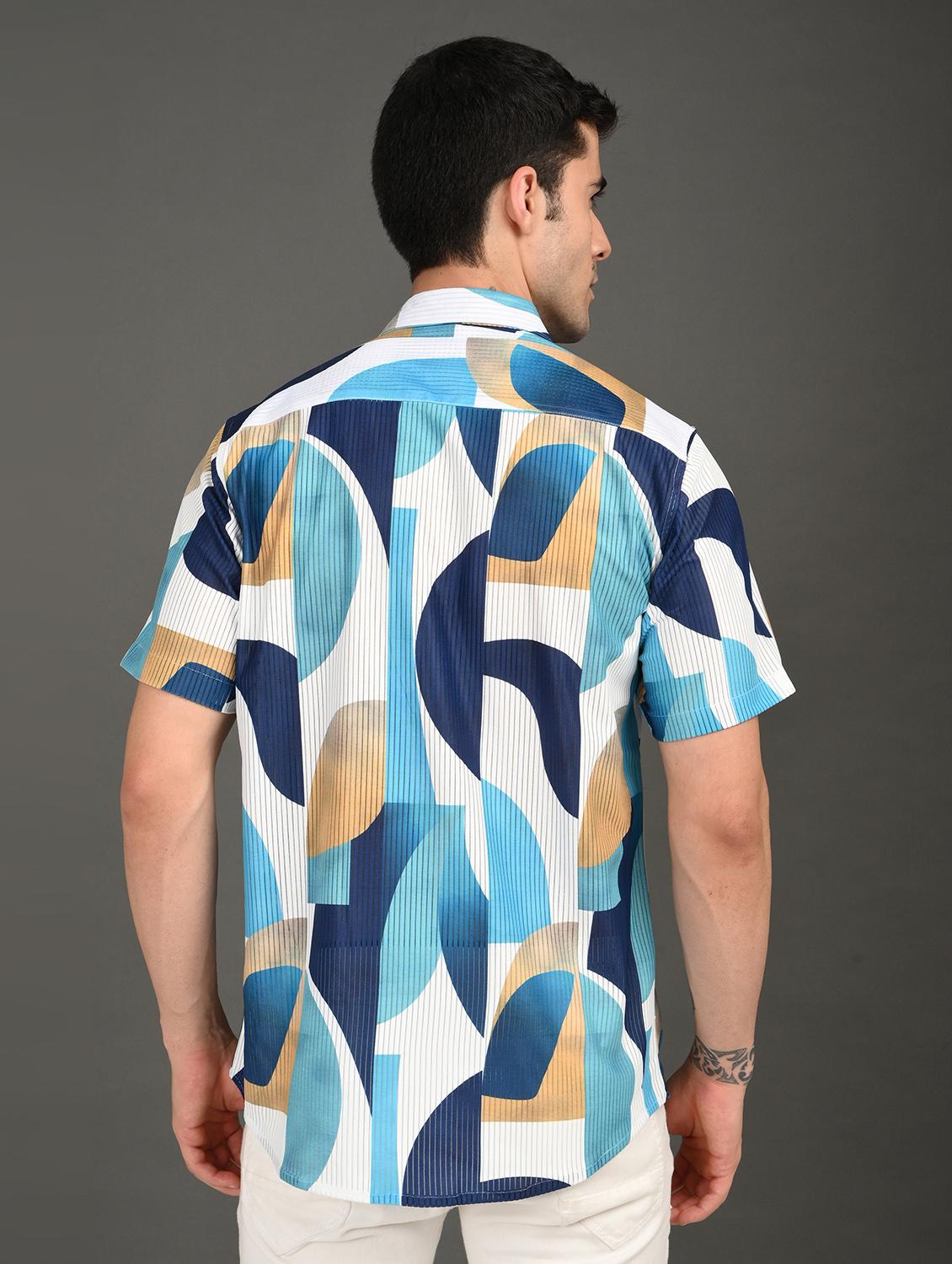 men printed short sleeve regular fit casual shirt - 21982245 - Standard Image - 3
