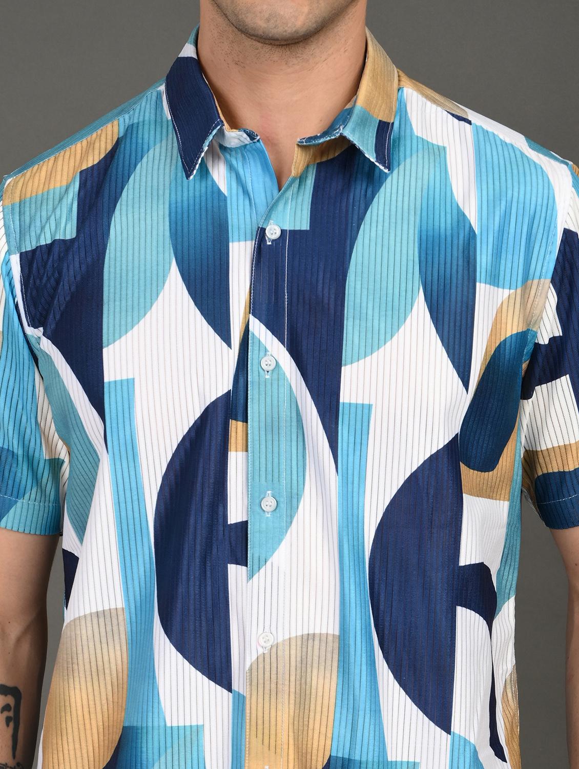 men printed short sleeve regular fit casual shirt - 21982245 - Standard Image - 5