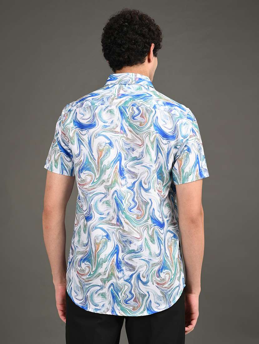 men printed short sleeve regular fit casual shirt - 21982248 -  Standard Image - 3
