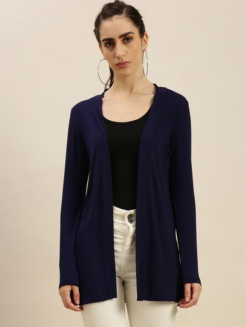 women navy blue solid long sleeve regular shrug - 21982252 -  Standard Image - 0