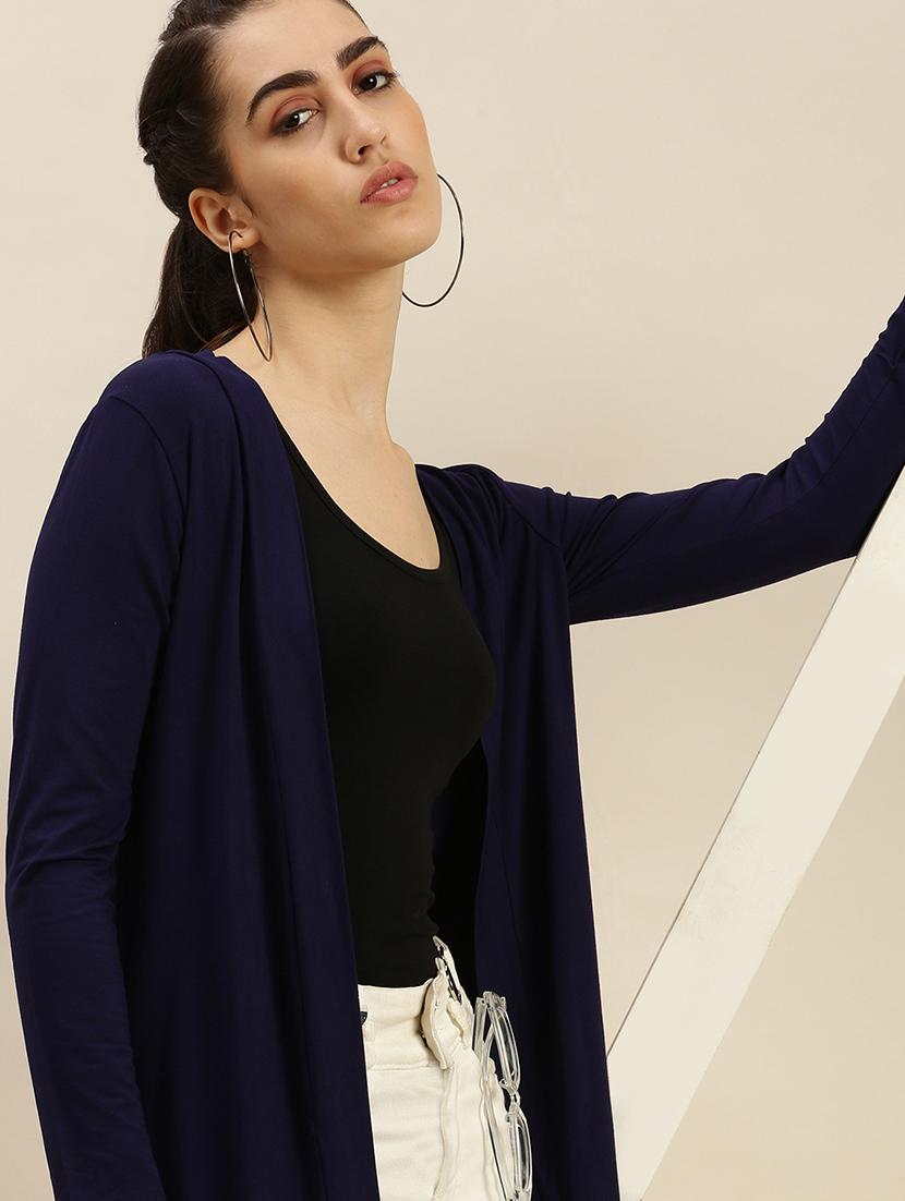 women navy blue solid long sleeve regular shrug - 21982252 - Standard Image - 3