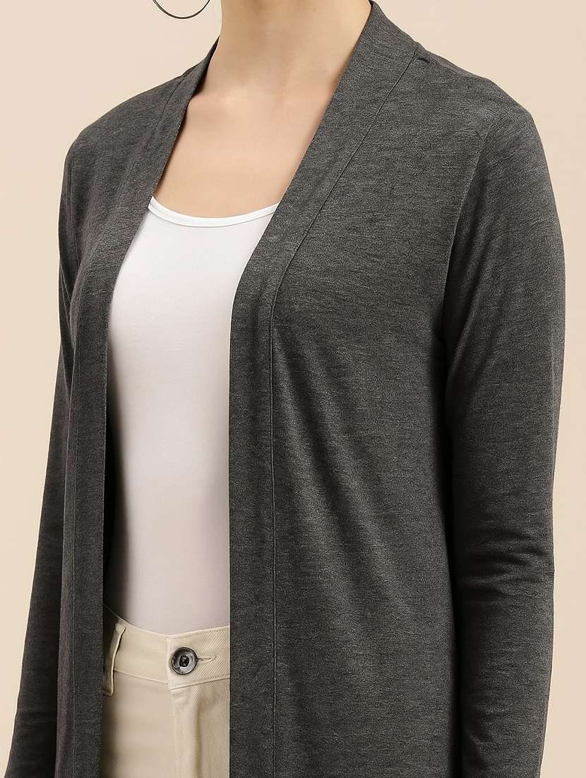 women grey solid long sleeve regular shrug - 21982253 -  Standard Image - 5