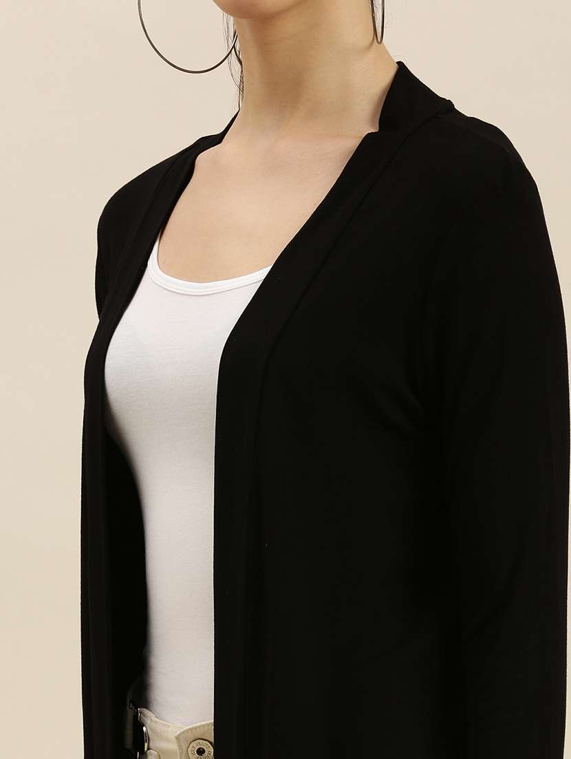women black solid long sleeve regular shrug - 21982254 -  Standard Image - 5