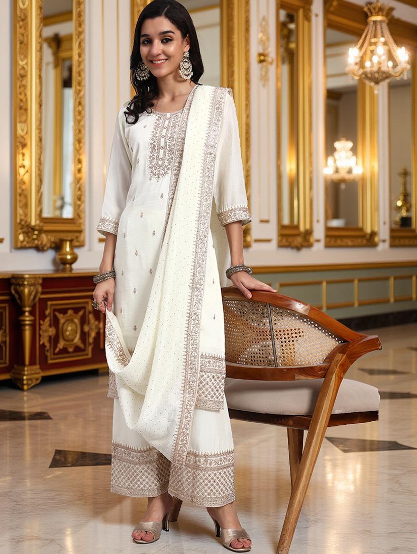 off white silk blend suit set - 21982264 - Zoom Image - 0