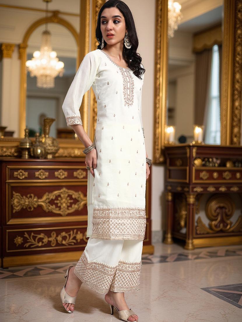 off white silk blend suit set - 21982264 - Standard Image - 3