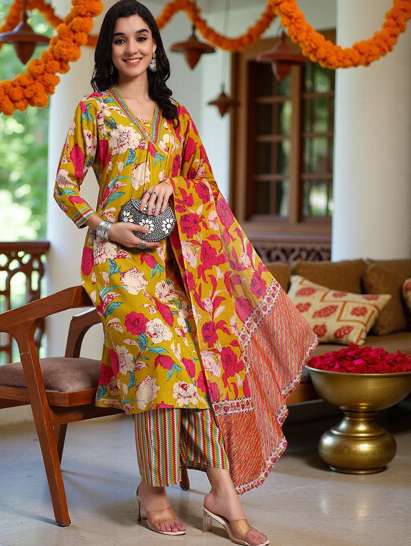 multi colored rayon suit  set