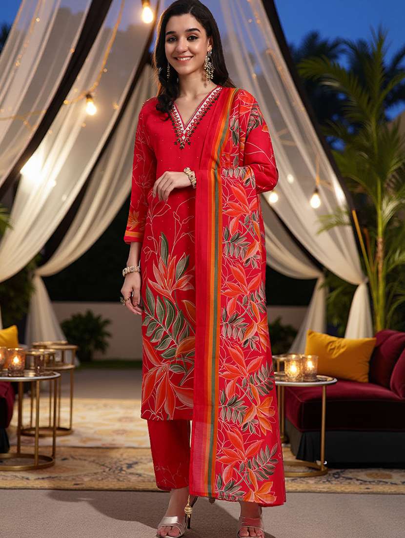 women three quarter sleeve kurta pant with dupatta set - 21982269 -  Standard Image - 3