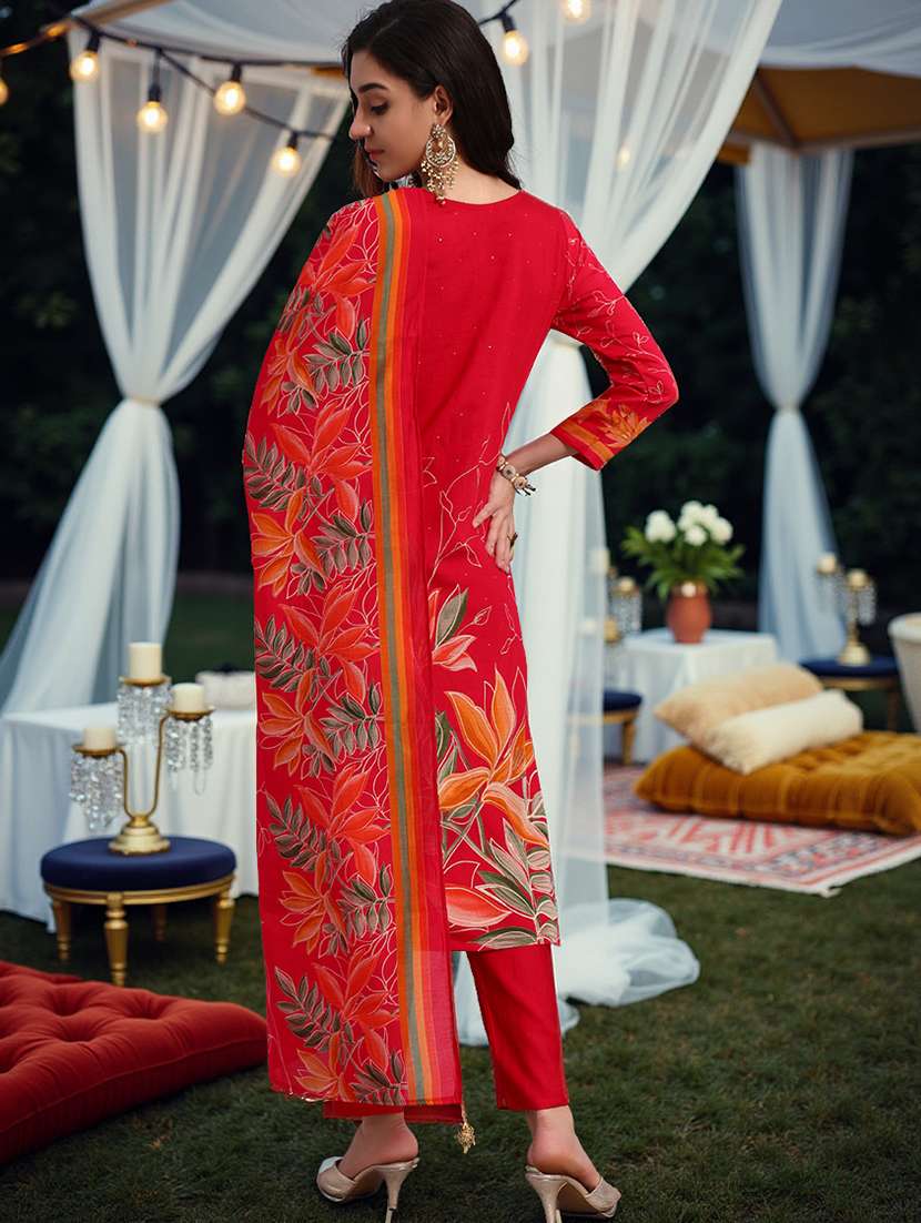 women three quarter sleeve kurta pant with dupatta set - 21982269 -  Standard Image - 5