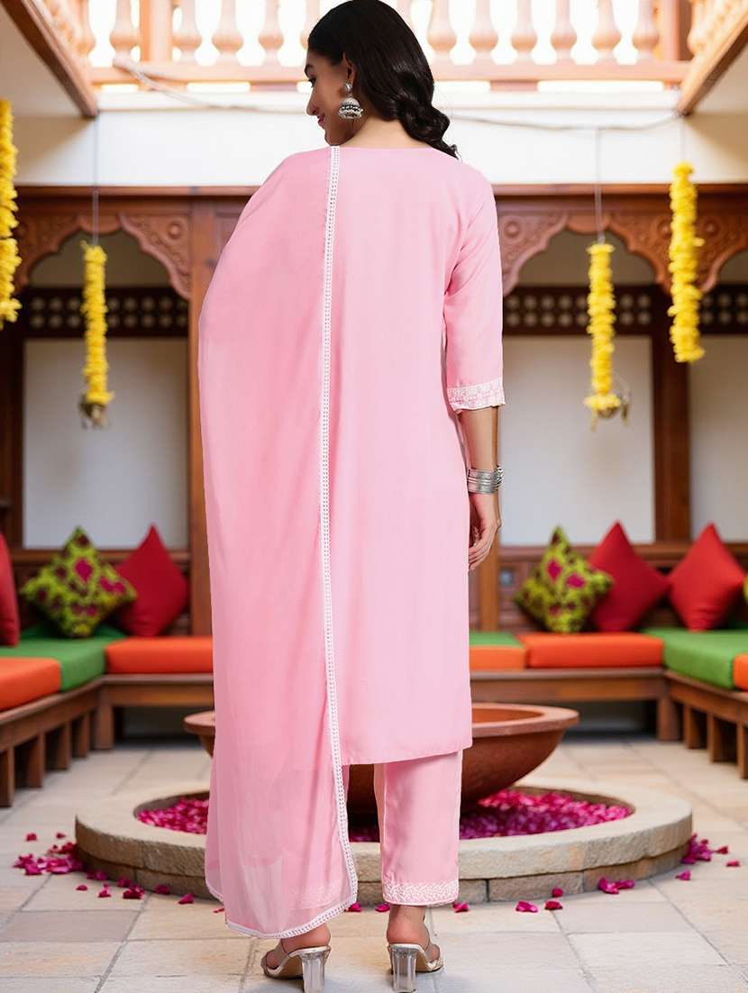 women three quarter sleeve kurta pant with dupatta set - 21982280 -  Standard Image - 5