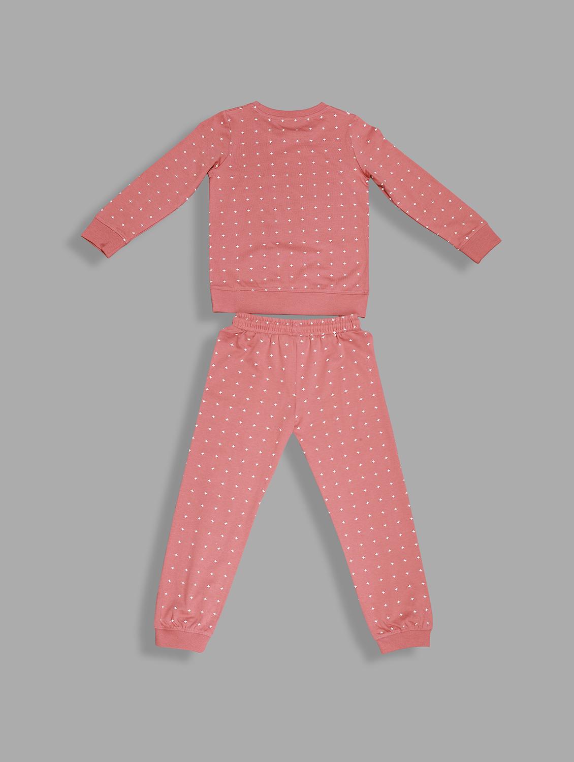 girls graphic printed long sleeve pyjama set nightwear - 21982292 - Standard Image - 3