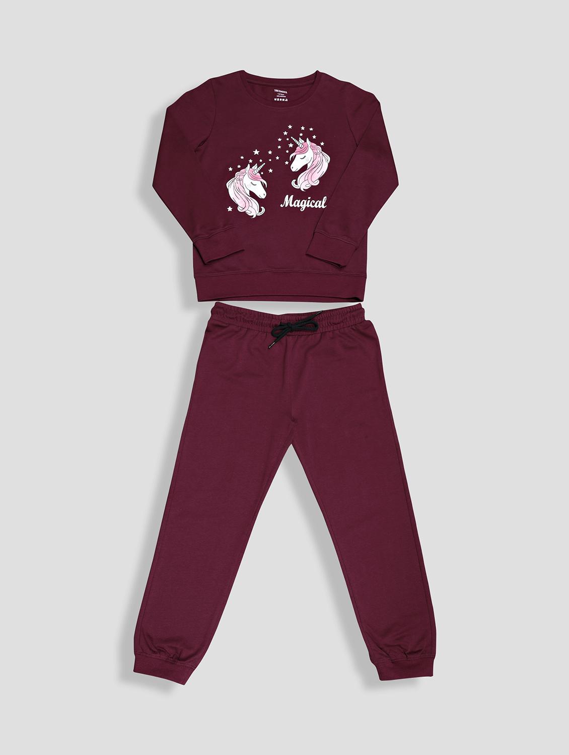 girls graphic printed long sleeve pyjama set nightwear - 21982293 - Standard Image - 3