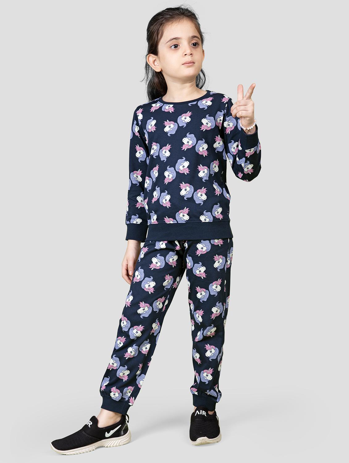 girls printed long sleeve pyjama set nightwear