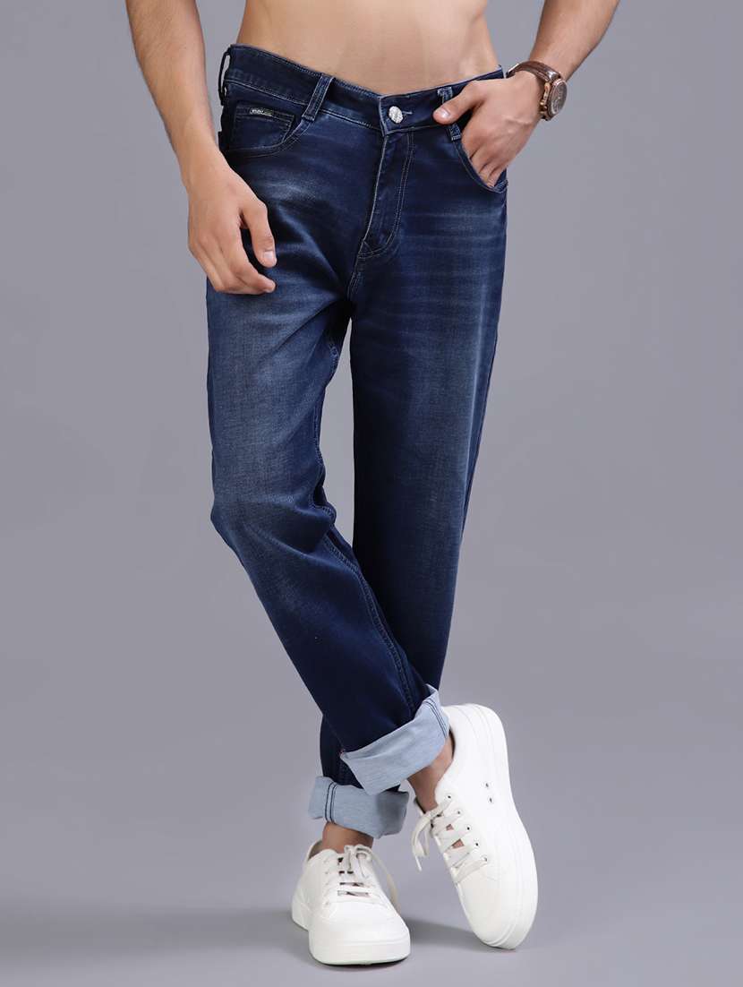 men washed mid rise full length tapered jeans - 21982419 -  Standard Image - 3