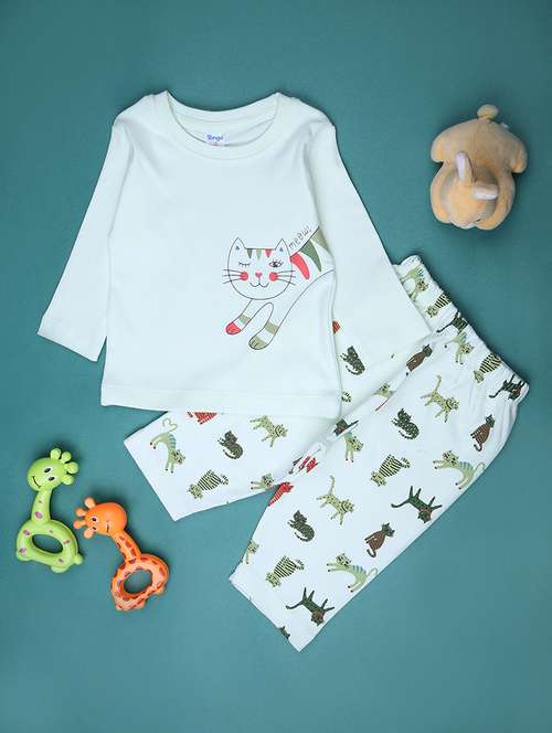 kids printed t-shirt and pajama co-ord set - 21982503 - Standard Image - 0