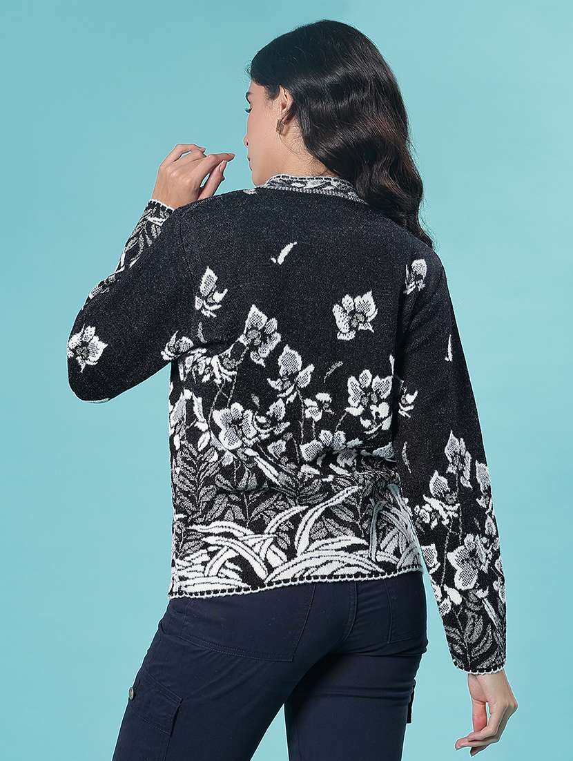 women self design long sleeve cardigan - 21982549 - Standard Image - 3
