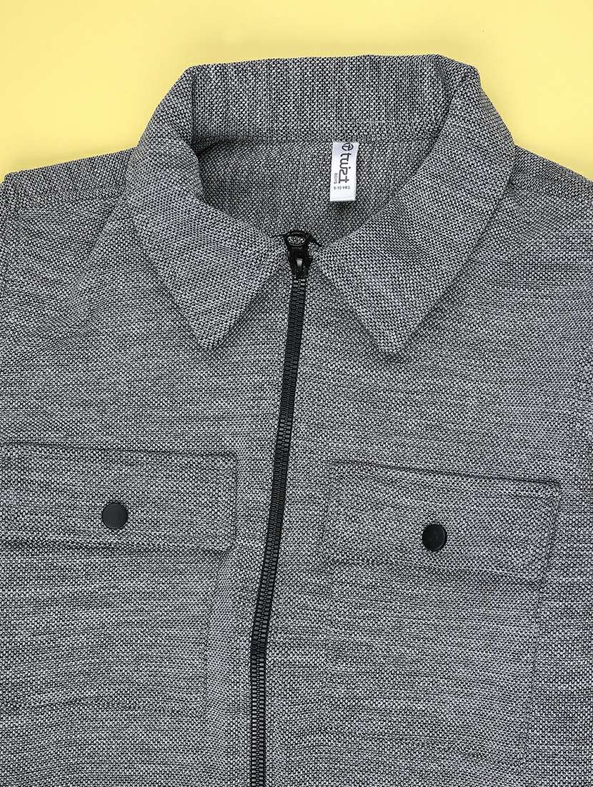 boys solid collared long sleeve shacket - 21982668 -  Standard Image - 3