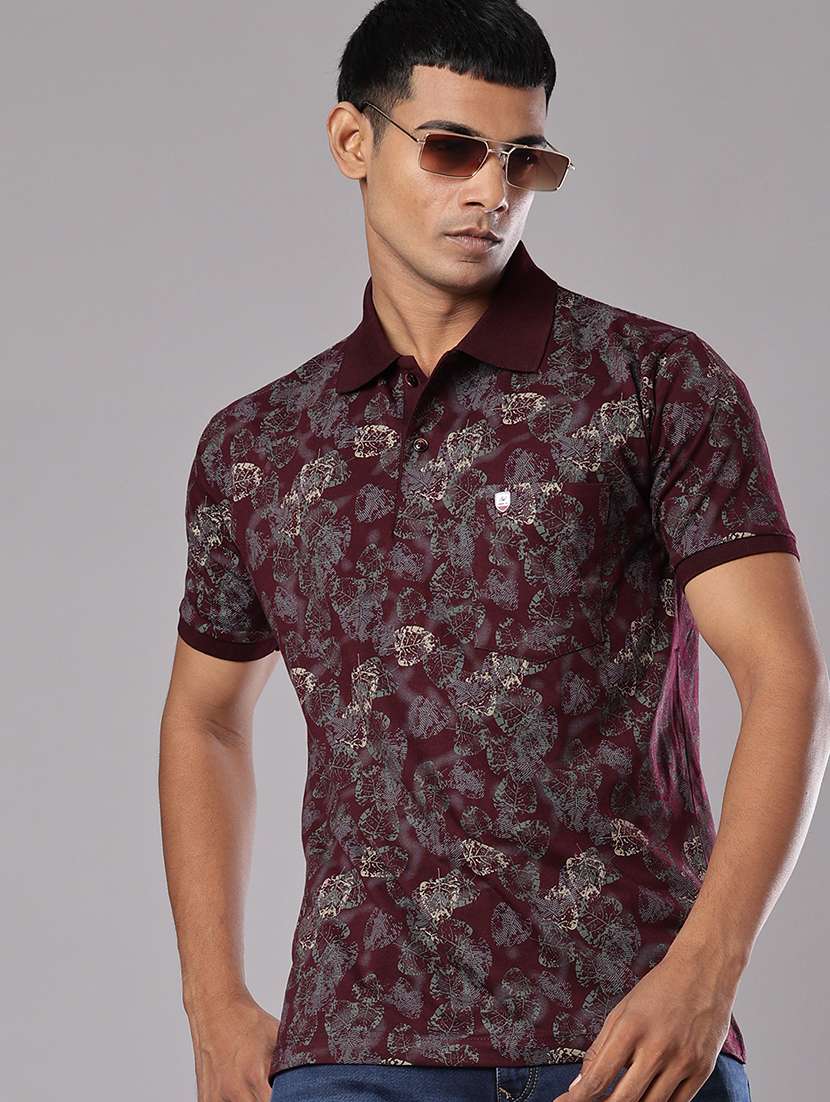 men printed short sleeve regular fit polo t-shirt