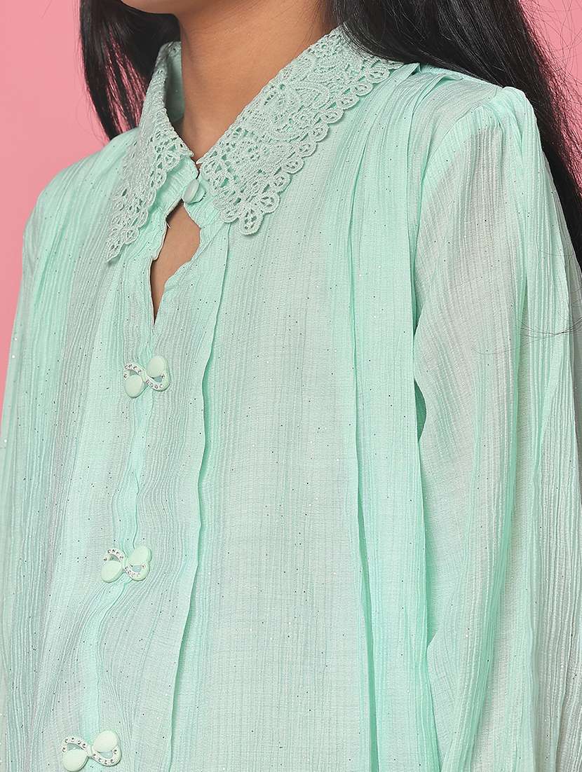 girls solid collared puff sleeve top - 21982699 -  Standard Image - 5