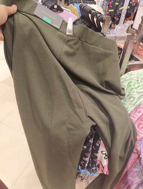 olive polyester spandex trousers - 21982720 -  Standard Image - 0