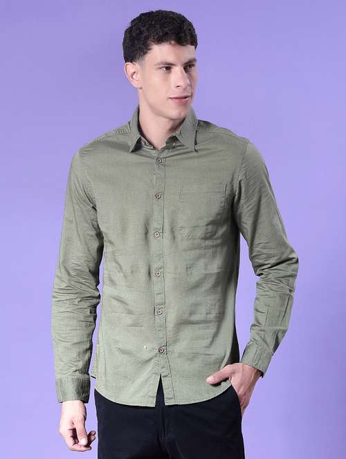 men solid long sleeve regular fit casual shirt - 21982721 - Standard Image - 0