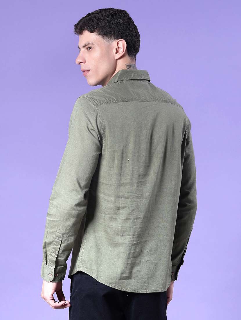 men solid long sleeve regular fit casual shirt - 21982721 - Standard Image - 3