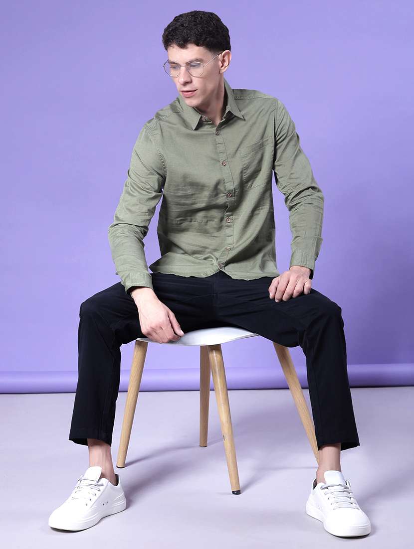 men solid long sleeve regular fit casual shirt - 21982721 - Standard Image - 5