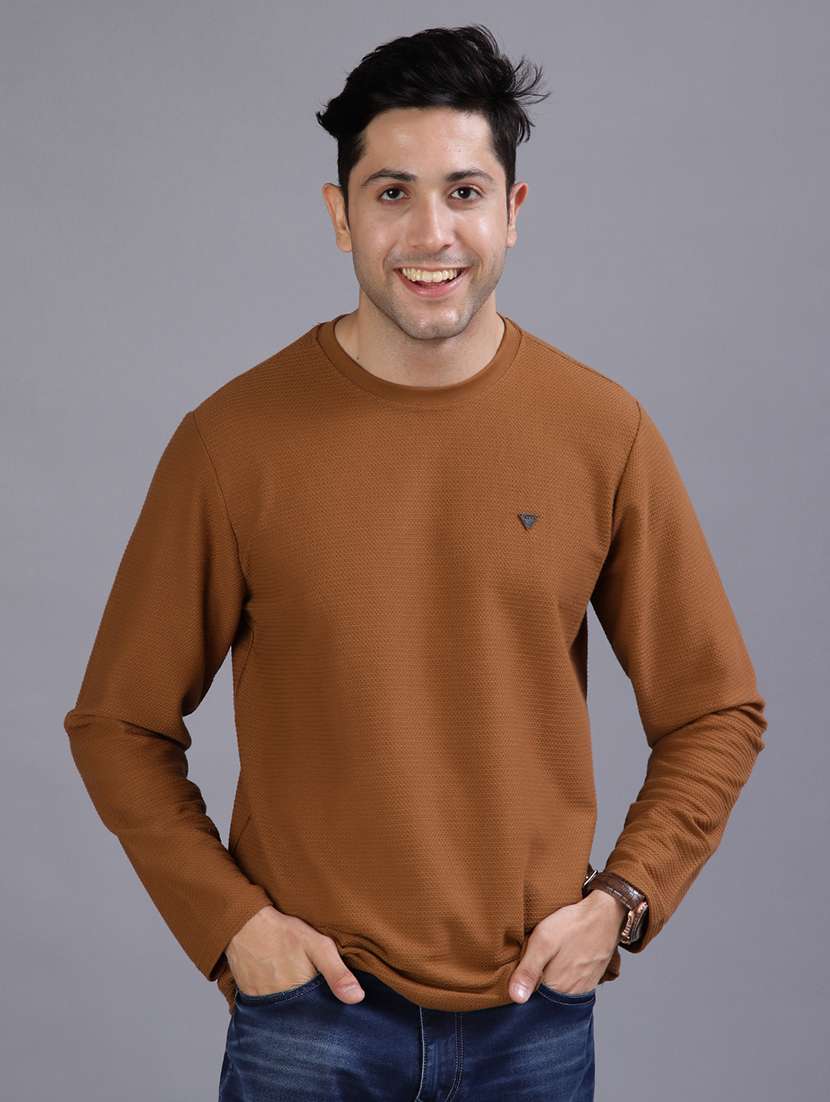 men solid long sleeve regular fit t-shirt