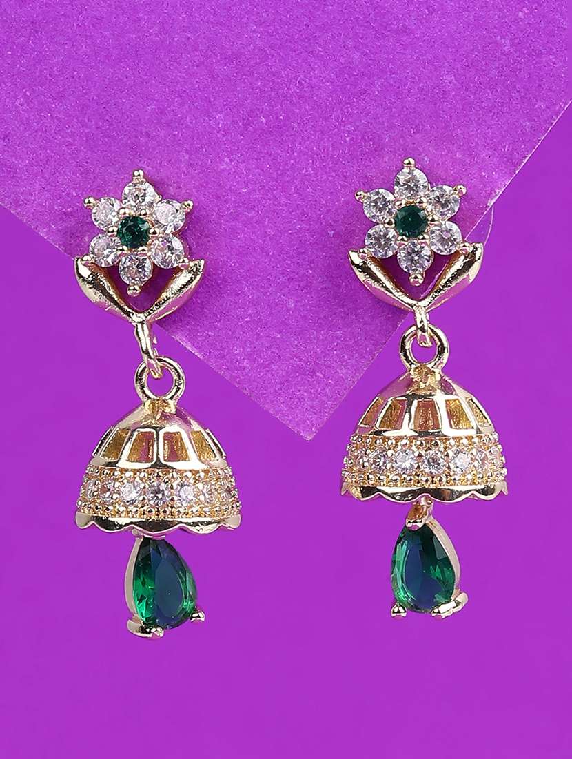 green emerald jhumka earrings