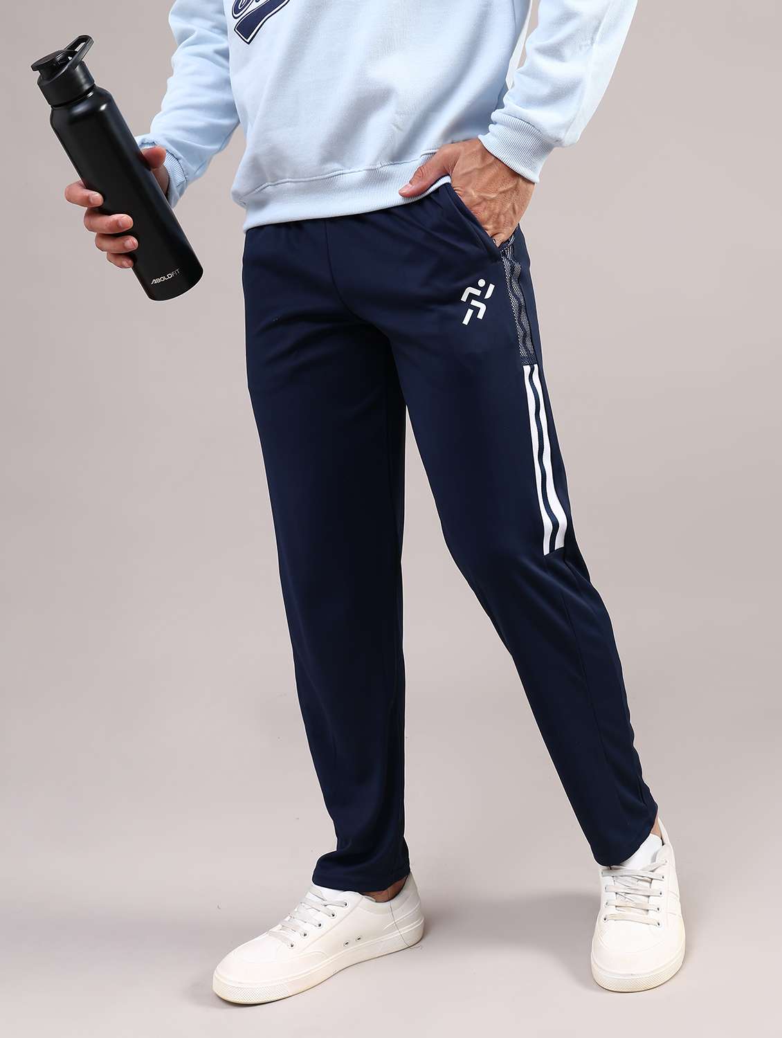 men tapered mid rise full length track pant