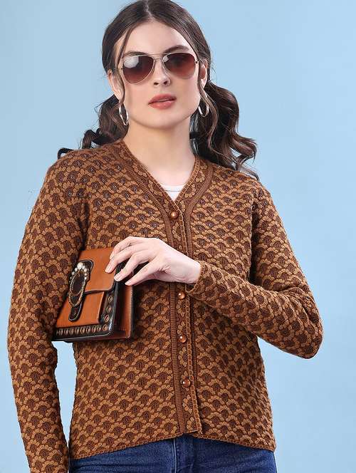 women self design long sleeve cardigan - 21982803 -  Standard Image - 0