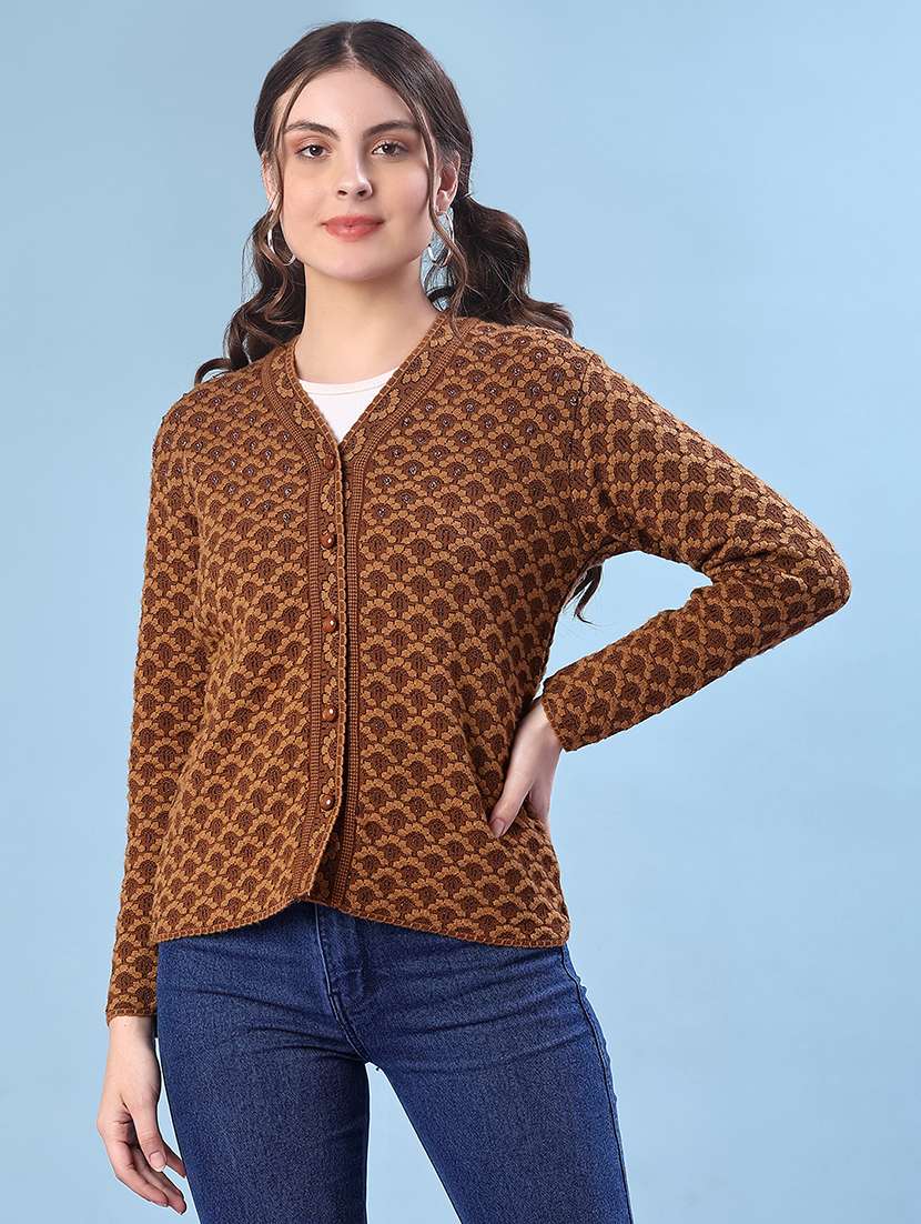 women self design long sleeve cardigan - 21982803 -  Standard Image - 3