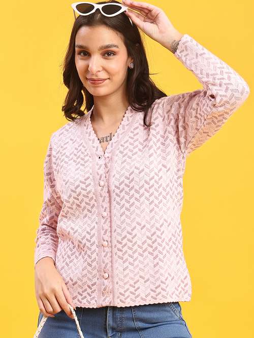 women self design long sleeve cardigan - 21982804 -  Standard Image - 0