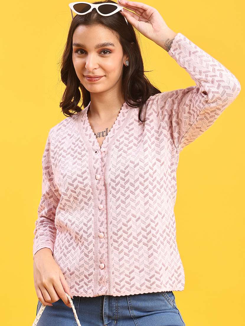 women self design long sleeve cardigan