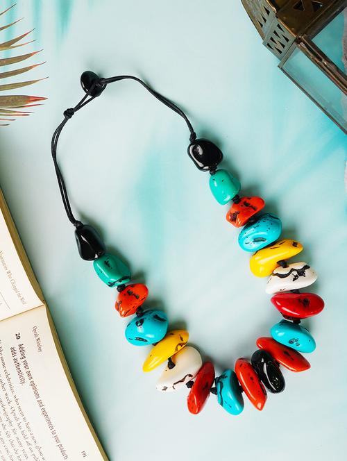 ethnic tribal handmade resin beaded fashion necklace - 21982840 - Standard Image - 0