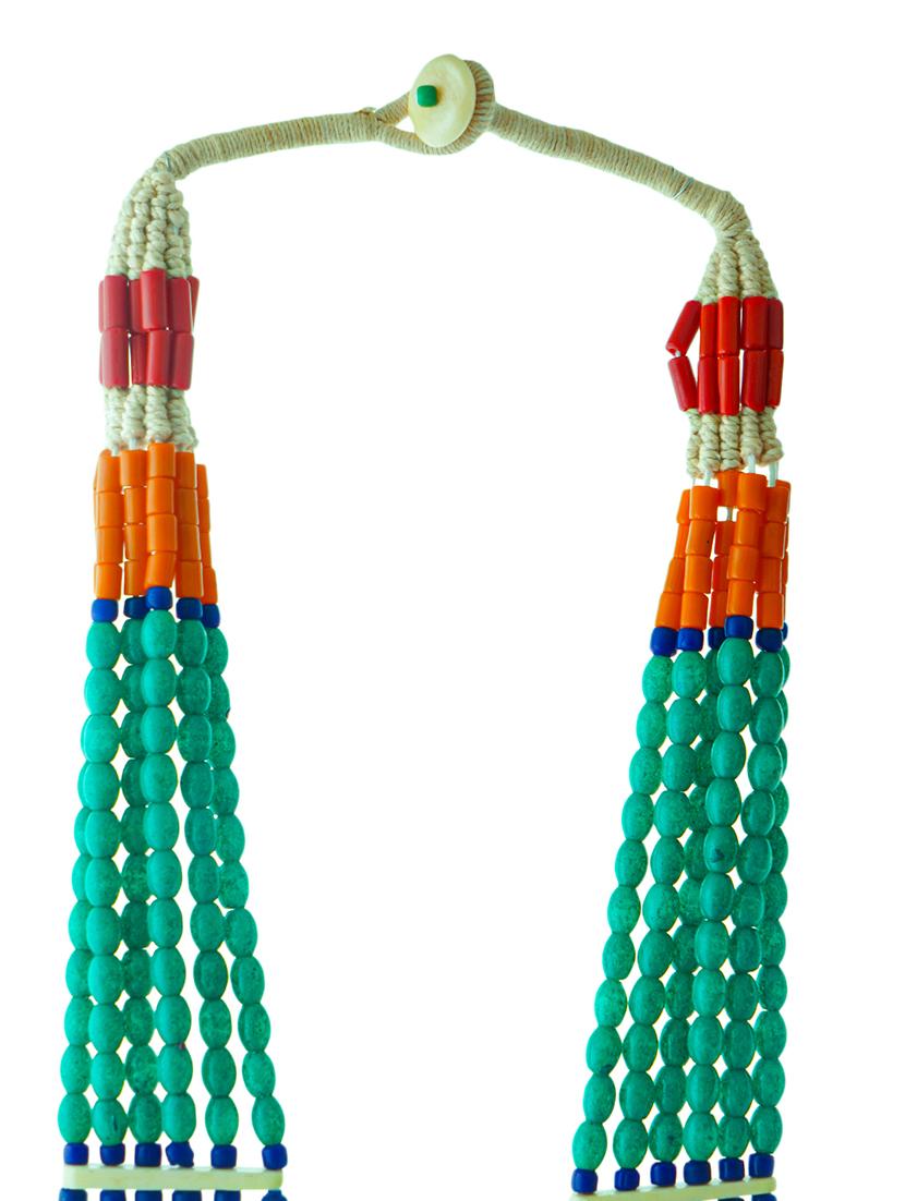 ethnic naga tribal handmade resin beaded fashion long necklace - 21982851 - Standard Image - 3