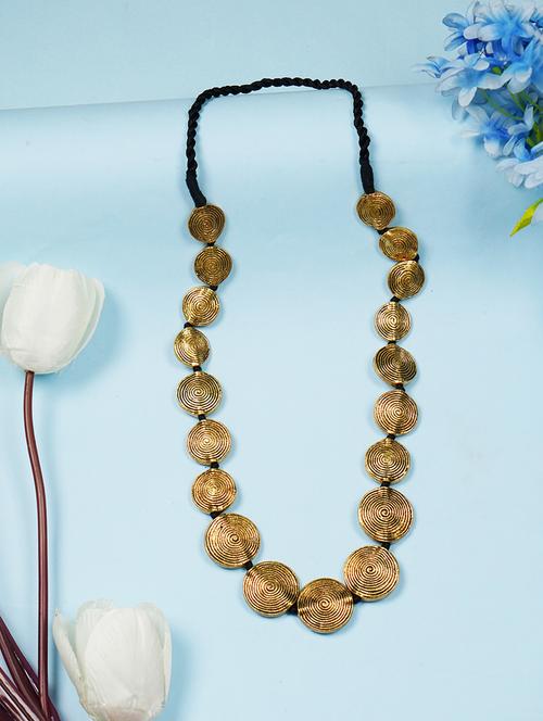 golden ethnic tribal handmade fashion long coin necklace - 21982877 - Standard Image - 0