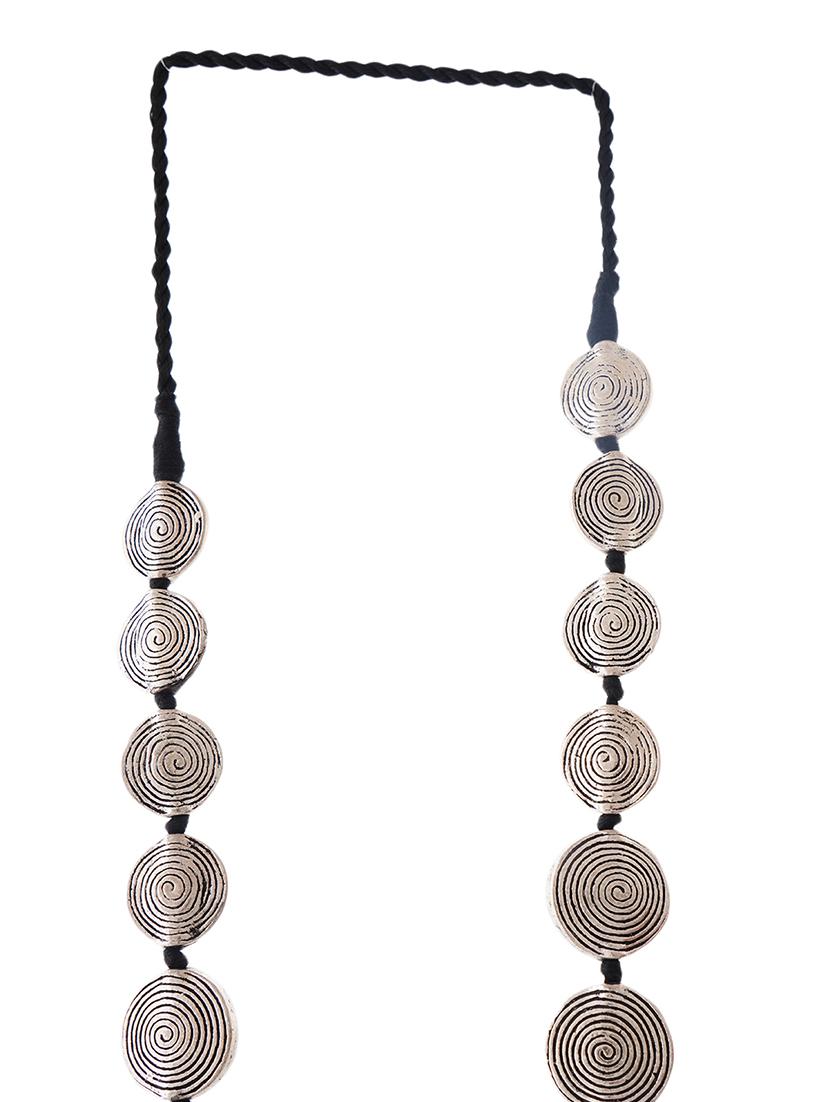 silver ethnic tribal handmade fashion long coin necklace - 21982878 - Standard Image - 3