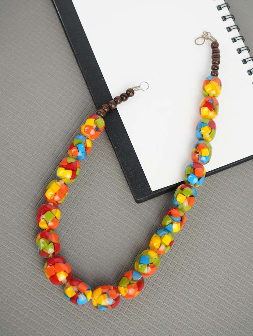 women handmade resin beaded necklace