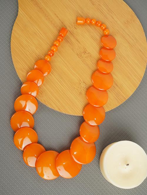 orange ethnic tribal handmade resin beaded fashion necklace - 21982903 - Standard Image - 0