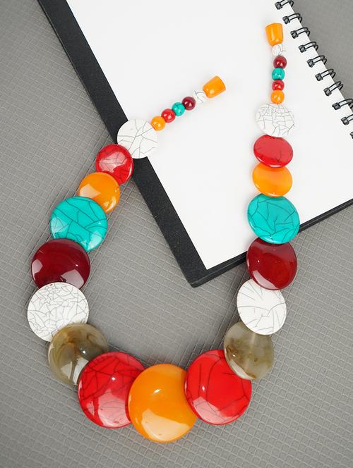 ethnic tribal handmade resin beaded fashion necklace - 21982908 - Standard Image - 0