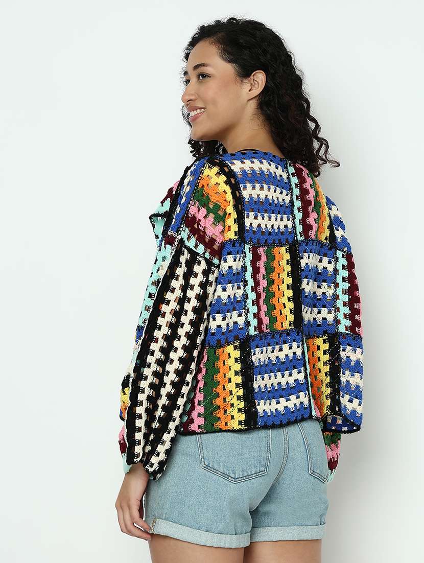 women selgf esigned long sleeve crochet shrug - 21982929 -  Standard Image - 3