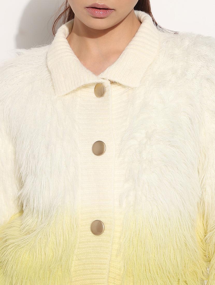 women ombre collared long sleeve cardigan - 21982932 - Standard Image - 5