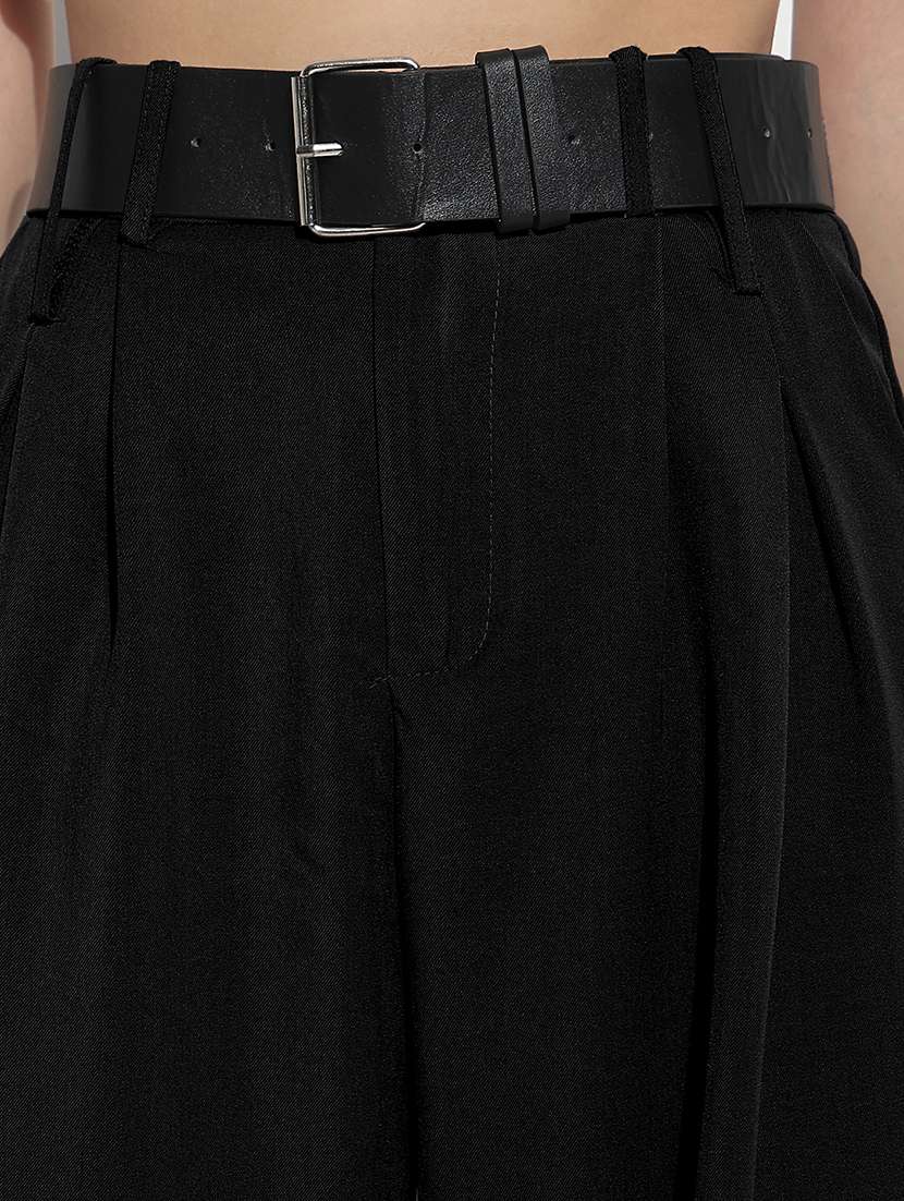 women solid high rise pleated korean pants - 21982933 - Standard Image - 5